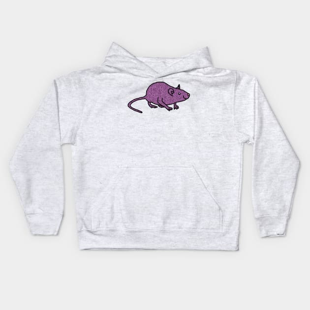 Purple Metallic Effect Rat Line Drawing Kids Hoodie by ellenhenryart